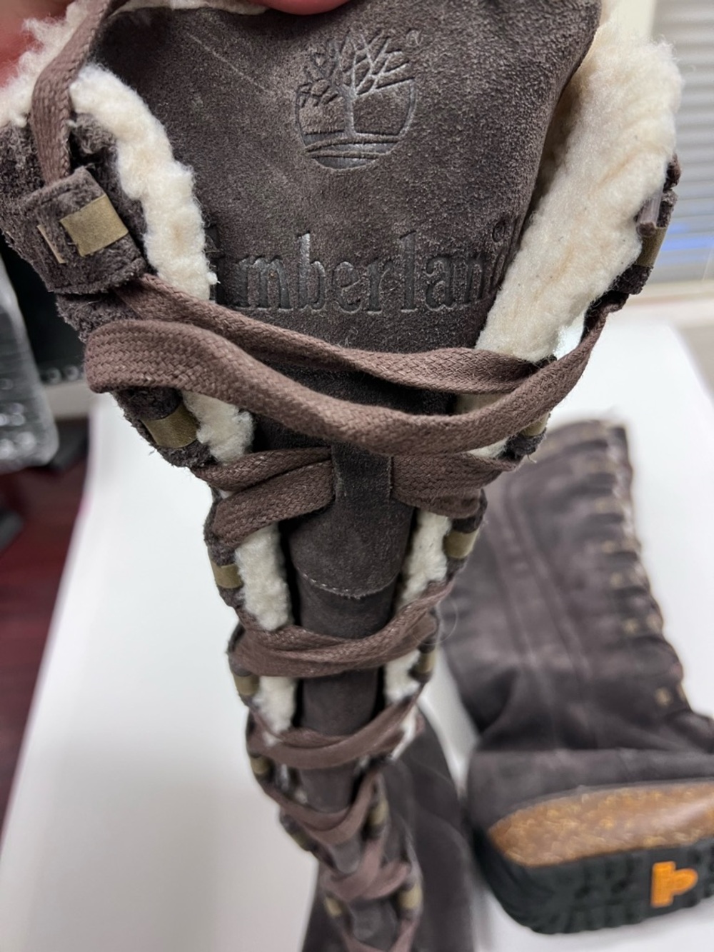 Timberland Earthkeepers Boots Sz 10 Gray Taupe Suede Tall Lace Up Combat Style - Picture 8 of 11